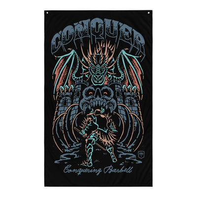 Dragon Warrior - 3' x 5' Polyester Flag - Conquering Barbell