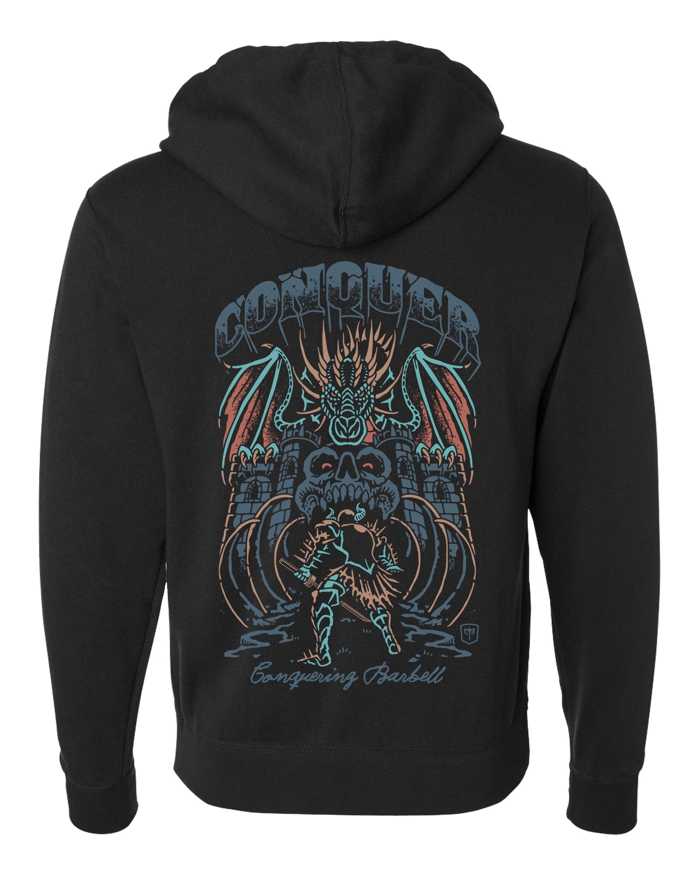 Dragon Warrior - on Black Pullover Hoodie - Conquering Barbell