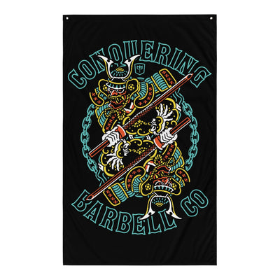 Dual Samurai - 3' x 5' Polyester Flag - Conquering Barbell