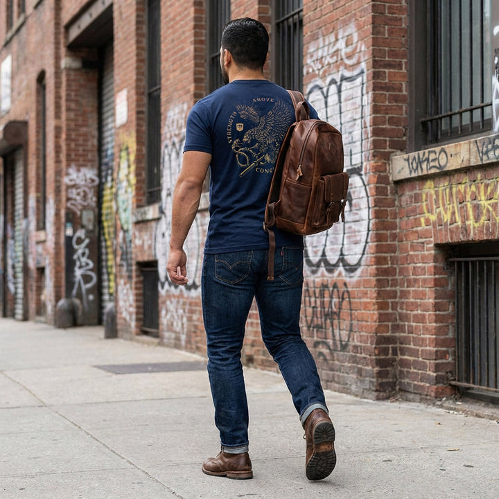 Eagle Vs Snake - on Navy Tee - Conquering Barbell