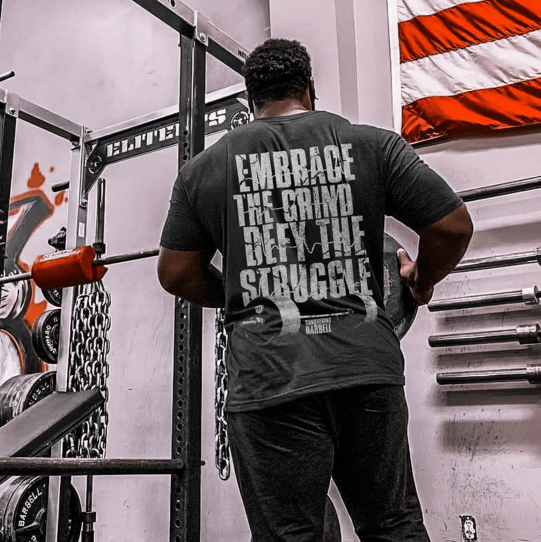 Embrace the Grind, Defy the Struggle tee in Black