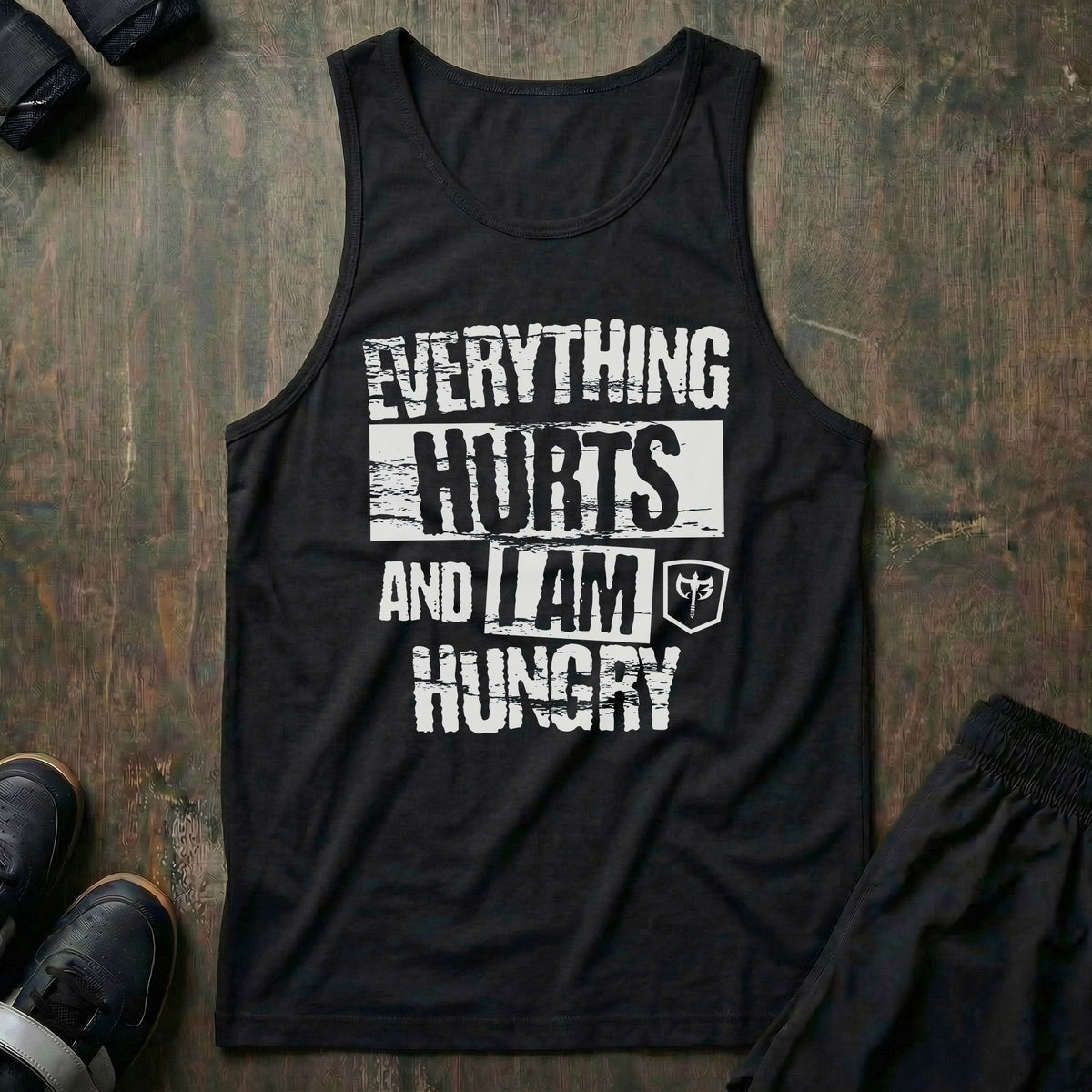 Everything Hurts and I am hungry tank top in Black