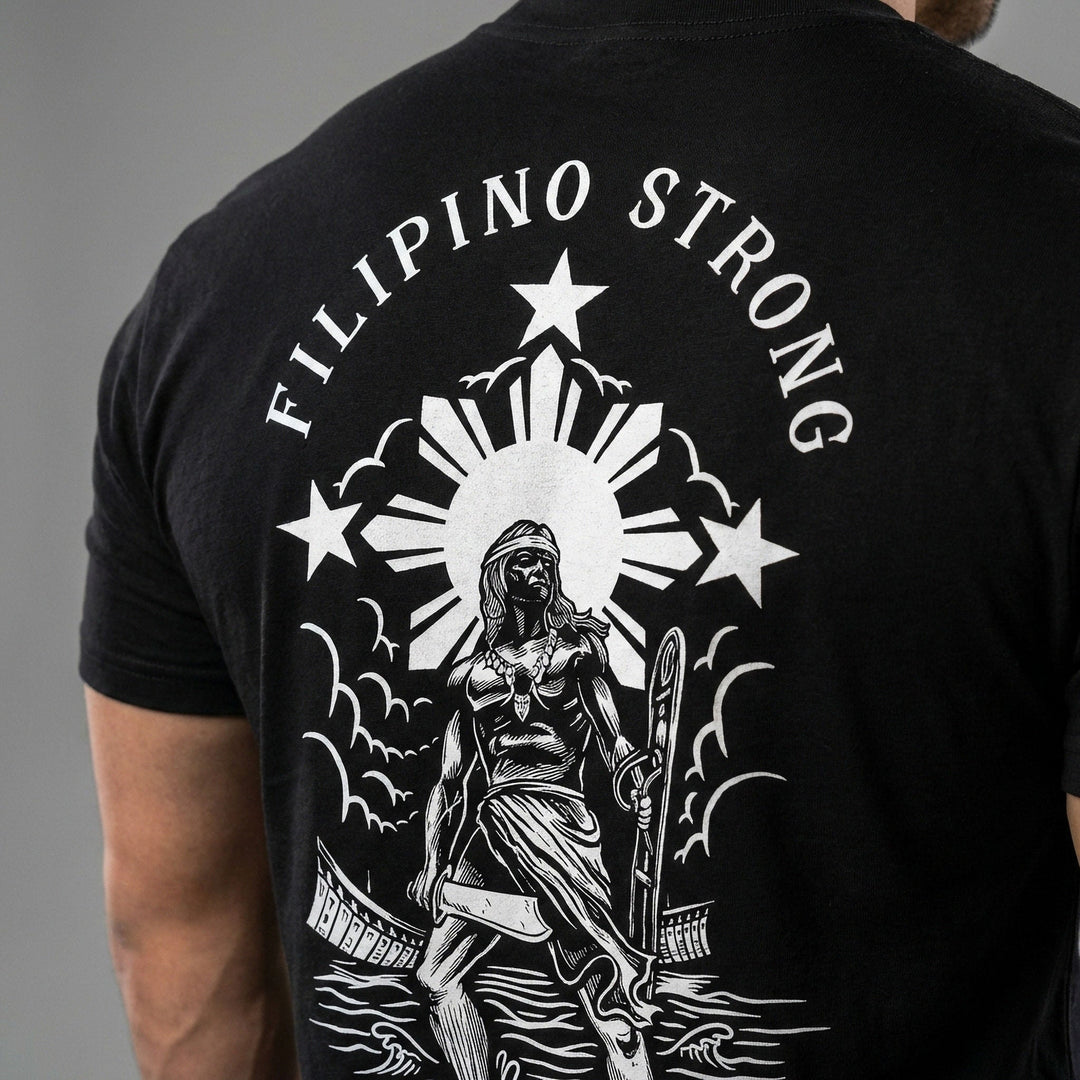 Filipino Strong - on Black tee - Conquering Barbell