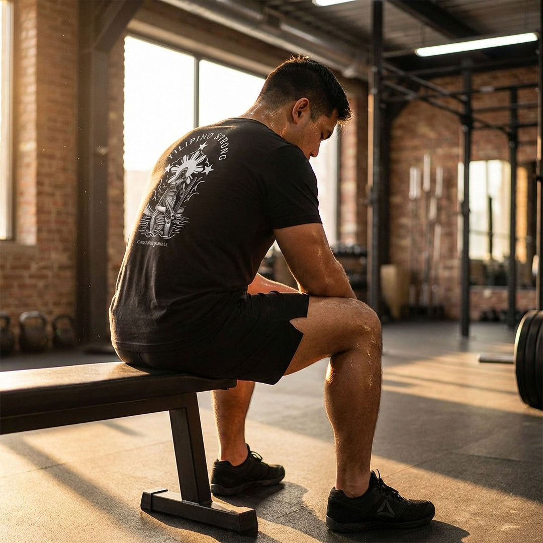 Filipino Strong - on Black tee - Conquering Barbell
