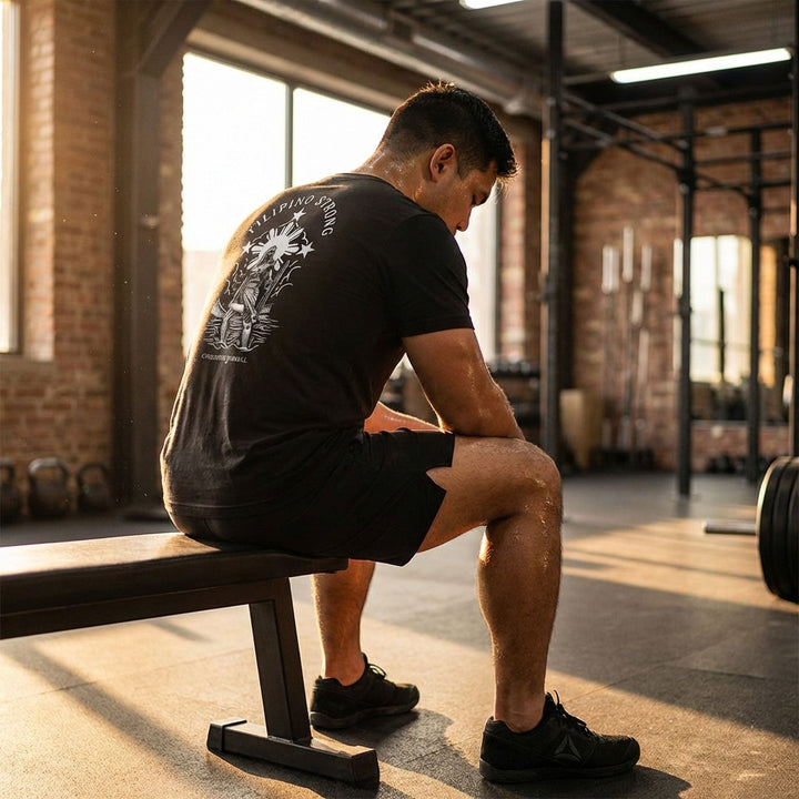 Filipino Strong - on Black tee - Conquering Barbell