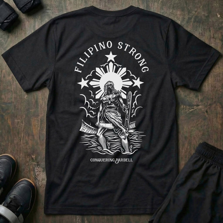 Filipino Strong - on Black tee - Conquering Barbell