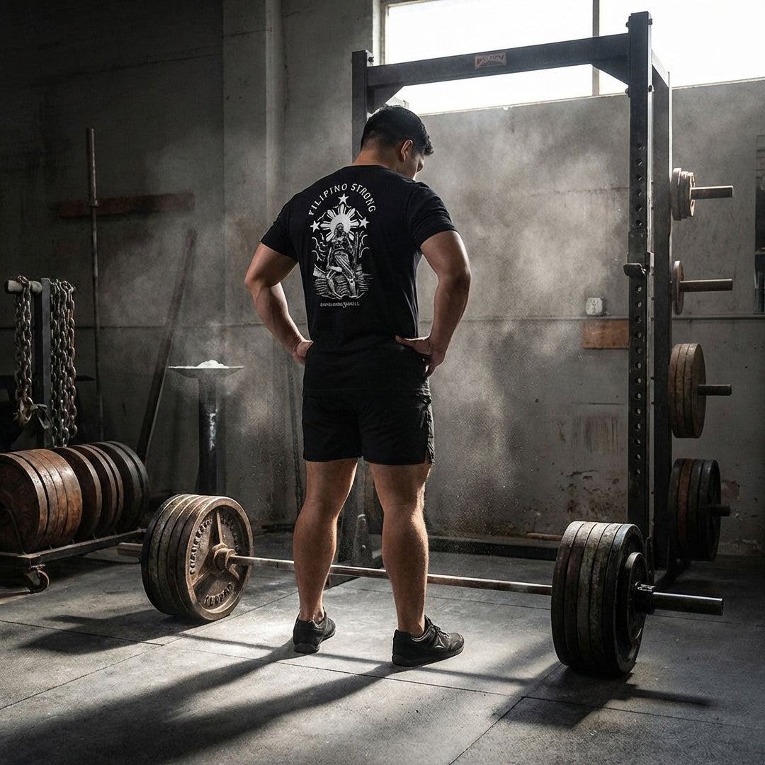 Filipino Strong - on Black tee - Conquering Barbell