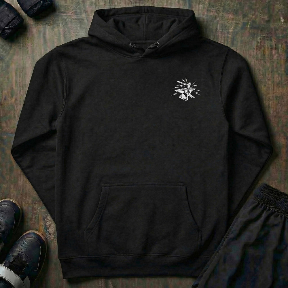 Forged with Blood, Sweat & Iron - on Burgandy Pullover Hoodie - Conquering Barbell