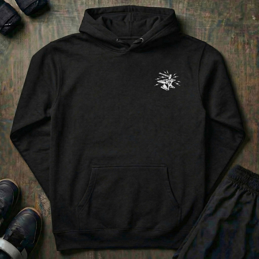 Forged with Blood, Sweat &amp; Iron - on Burgandy Pullover Hoodie - Conquering Barbell