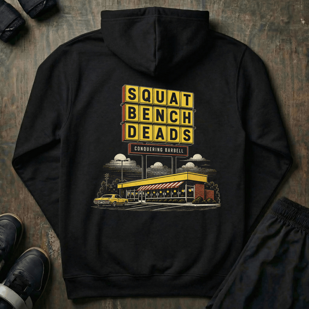 Gainz House - on Black Pullover Hoodie - Conquering Barbell