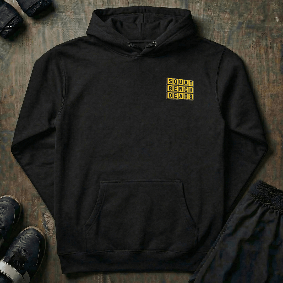 Gainz House - on Black Pullover Hoodie - Conquering Barbell