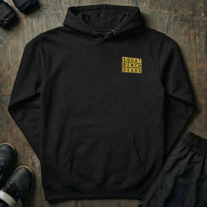 Gainz House - on Black Pullover Hoodie - Conquering Barbell