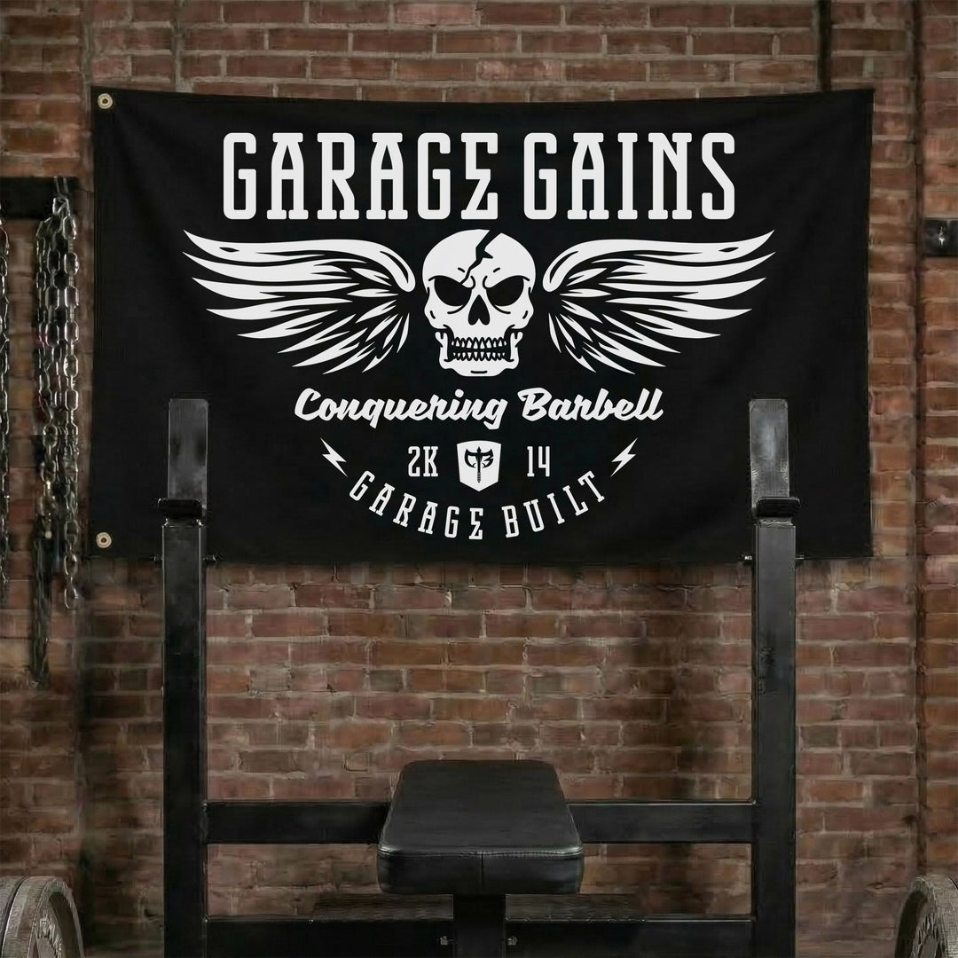 Garage Gains Flag - 3' x 5' Polyester Flag - Conquering Barbell