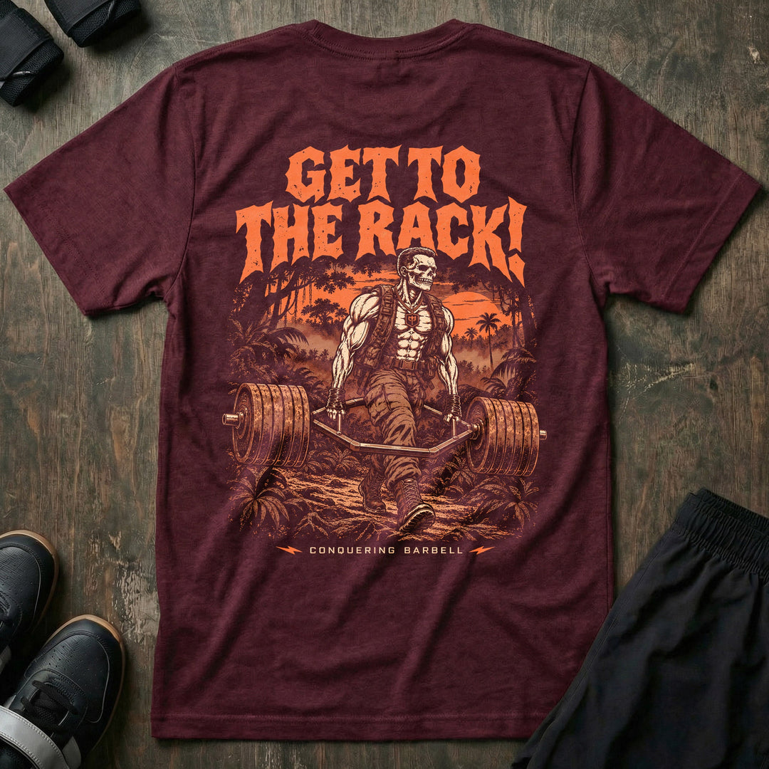 Get to the Rack! tee in Maroon