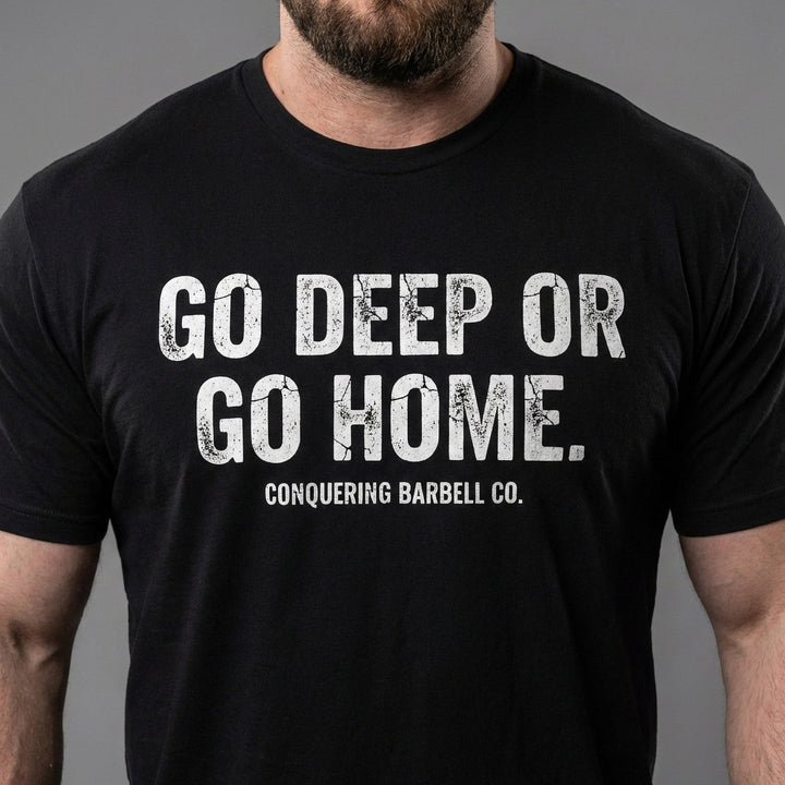 Go Deep or Go Home. tee in Black: GO DEEP OR GO HOME