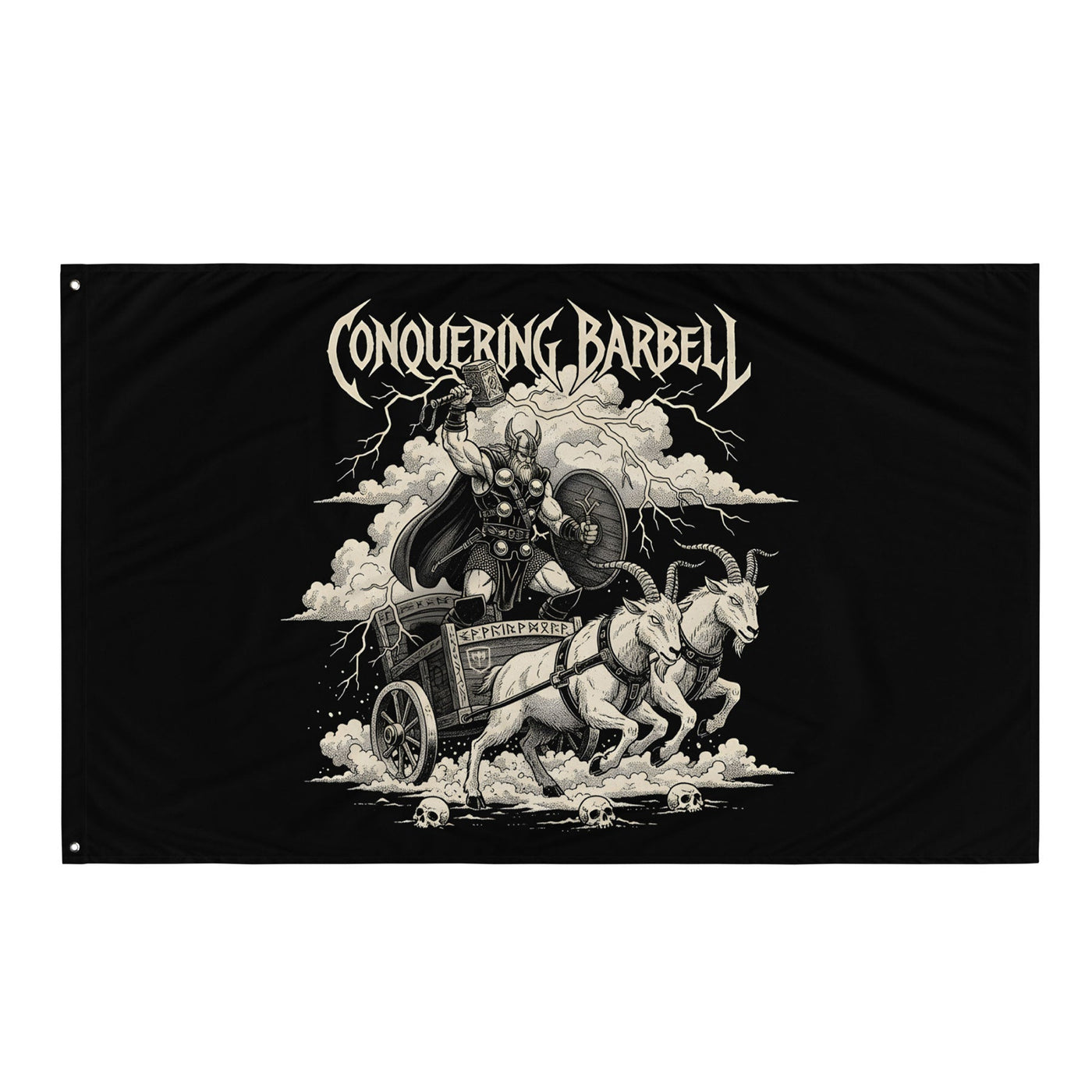 God of Thunder - 3' x 5' Polyester Flag - Conquering Barbell