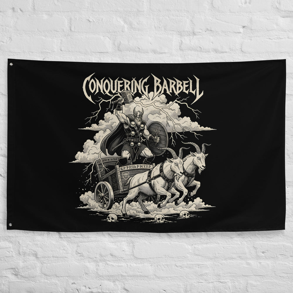 God of Thunder - 3' x 5' Polyester Flag - Conquering Barbell