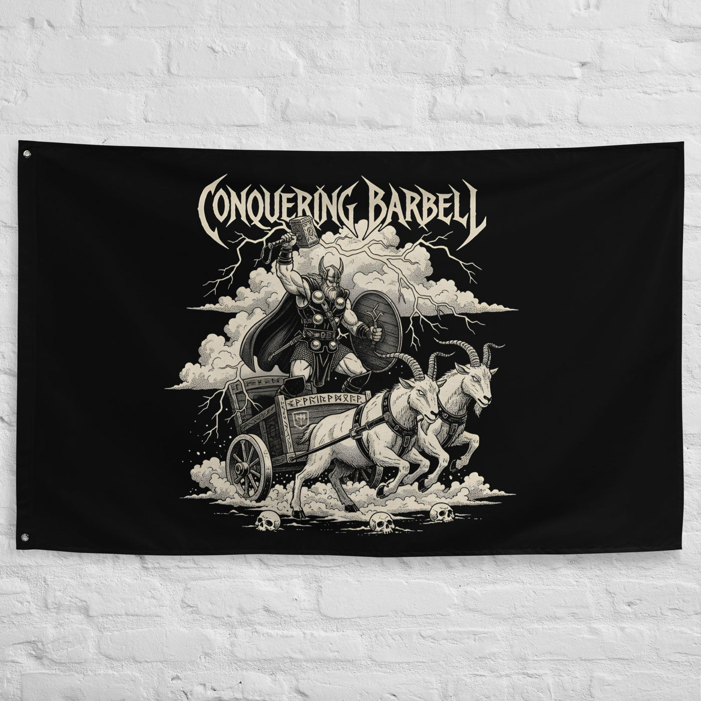 God of Thunder - 3' x 5' Polyester Flag - Conquering Barbell