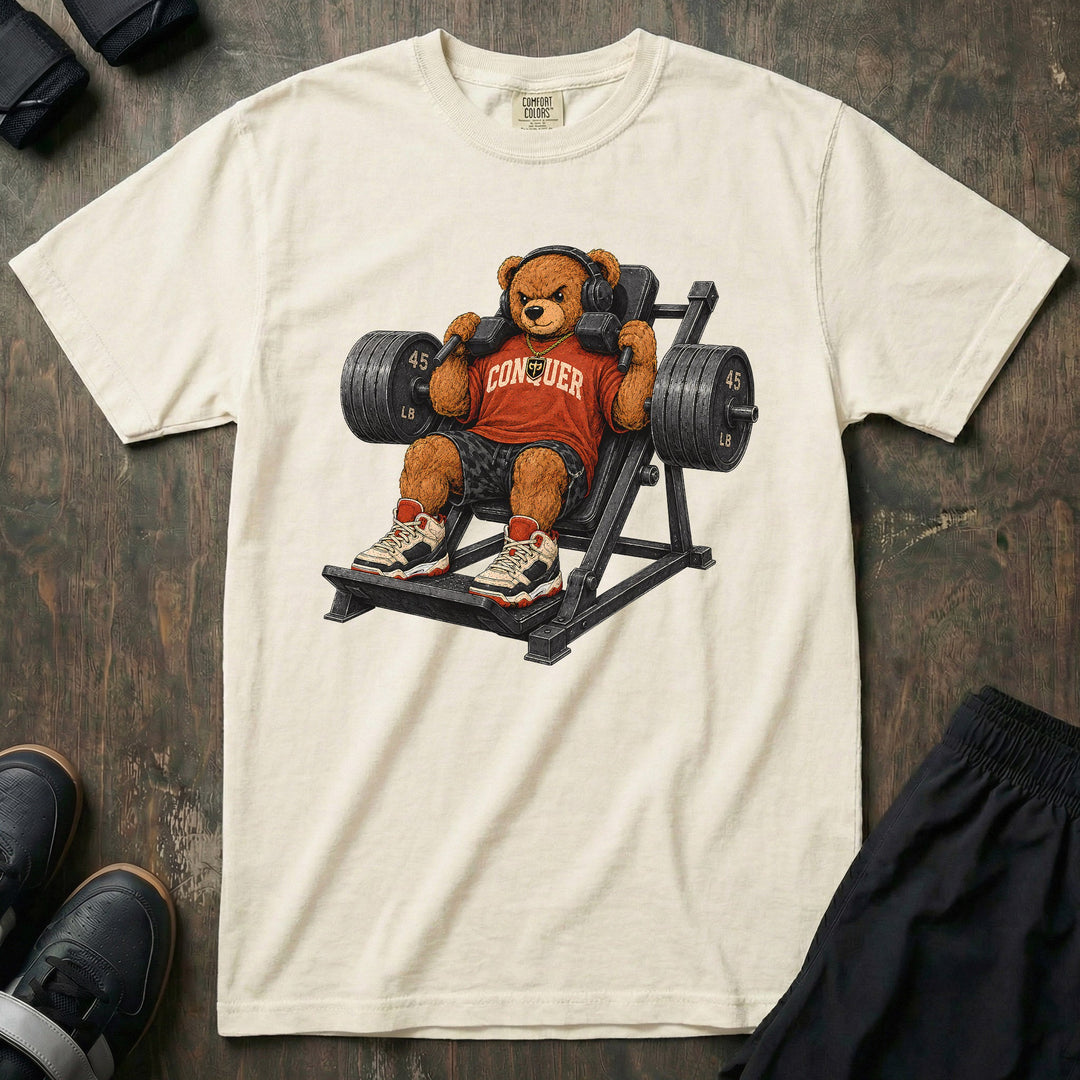 Hack Squat Bear relaxed fit tee in Ivory