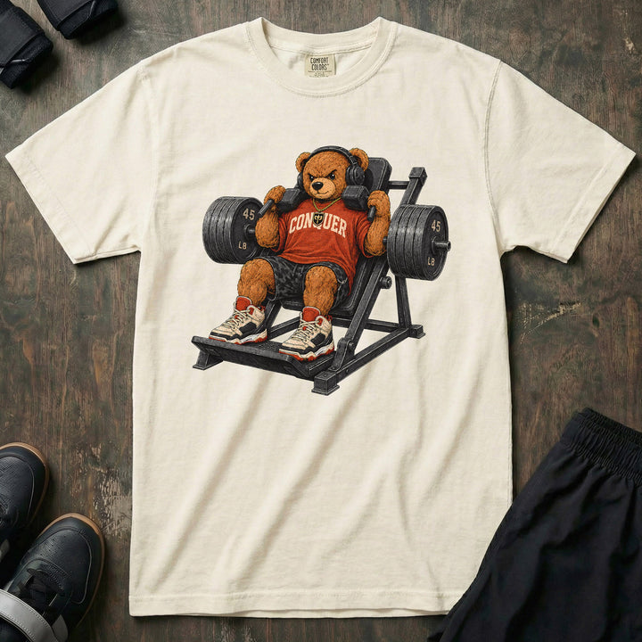 Hack Squat Bear relaxed fit tee in Ivory