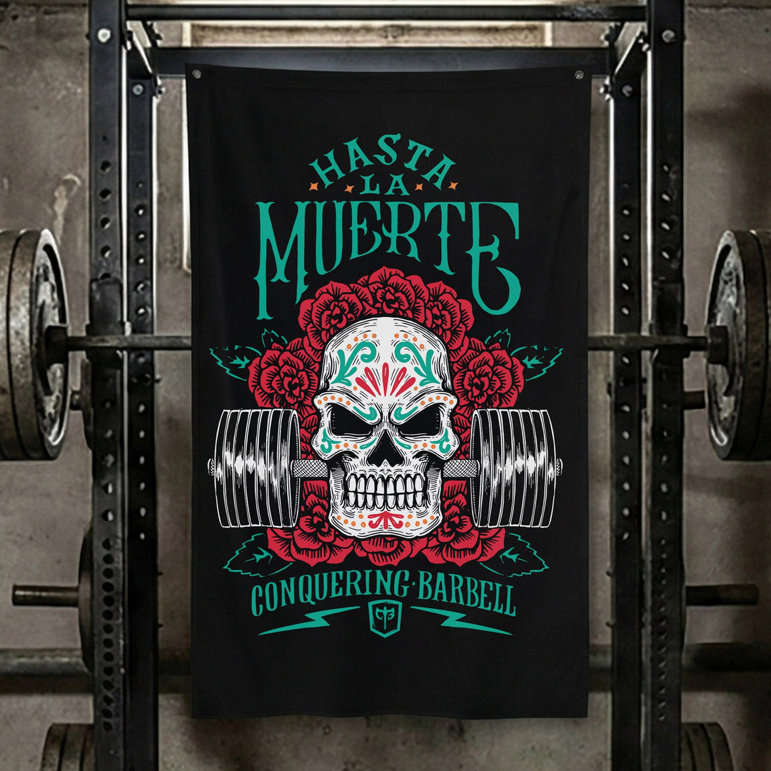 Hasta La Muerte (Until Death) - Version 2 - 3' x 5' Polyester Flag - Conquering Barbell