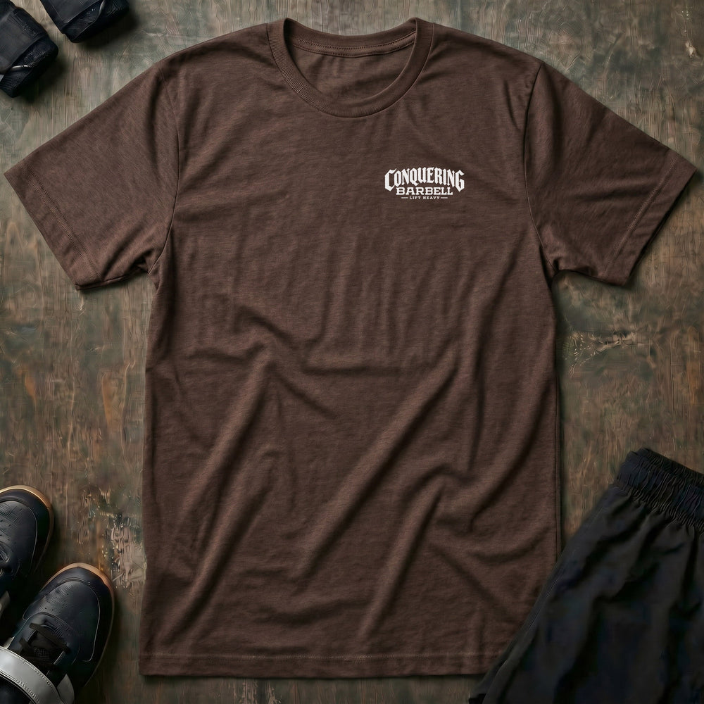 Heavy Lifts, Good Dogs tee: a classic SUV with the tailgate down and a good lab sitting patiently in the back