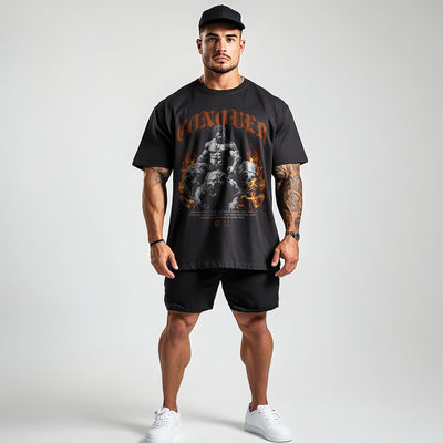 Hercules vs Cerberus - Oversized tee - Conquering Barbell