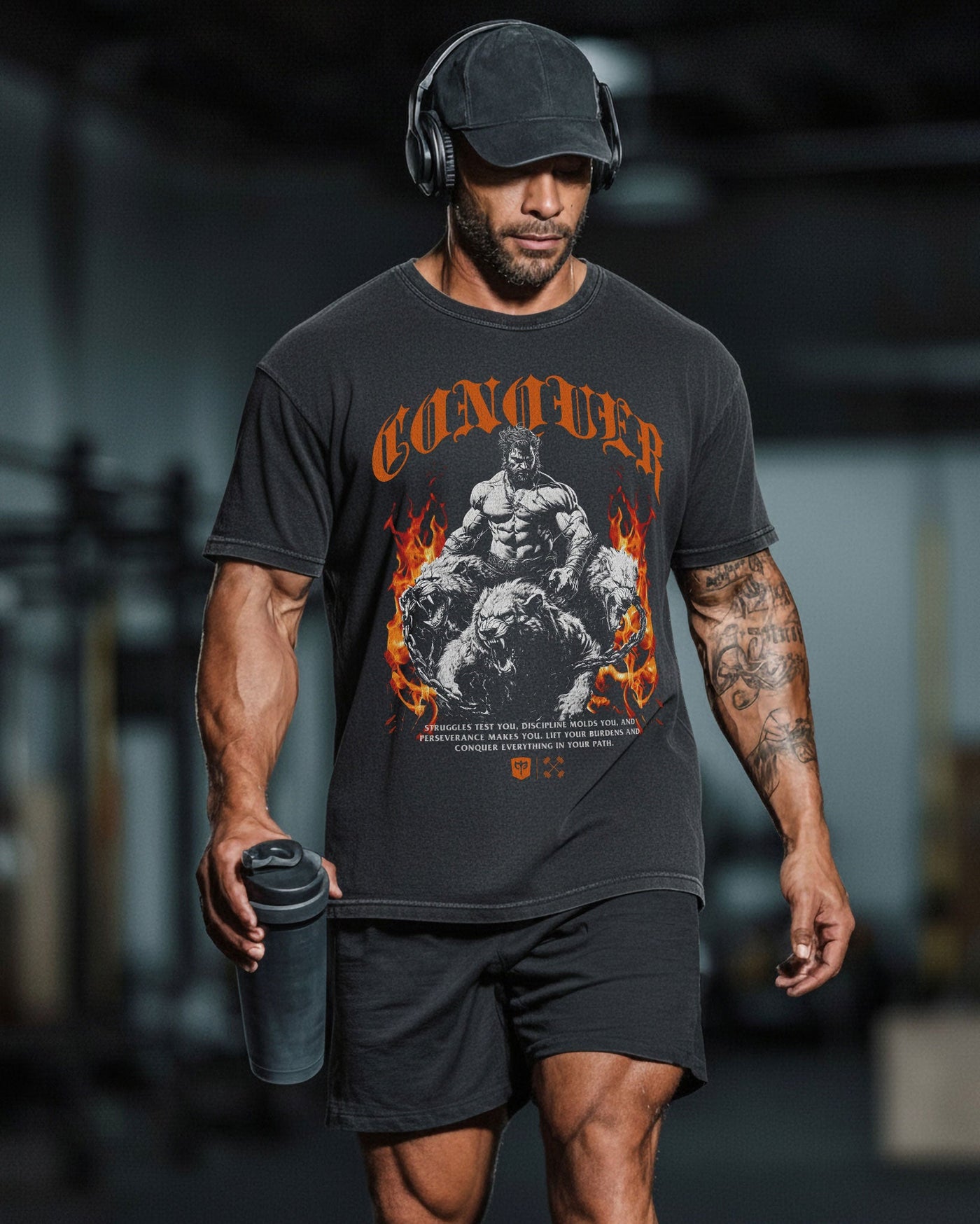 Hercules vs Cerberus - Relaxed Fit tee - Conquering Barbell