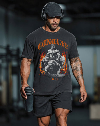 Hercules vs Cerberus - Relaxed Fit tee - Conquering Barbell