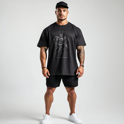 Hercules vs Lion - Oversized tee - Conquering Barbell