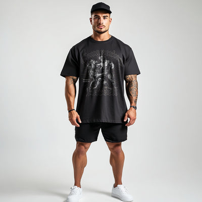 Hercules vs Lion - Oversized tee - Conquering Barbell