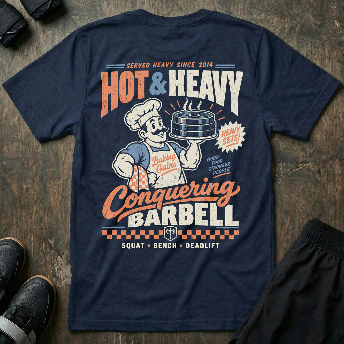 Hot & Heavy tee in Navy