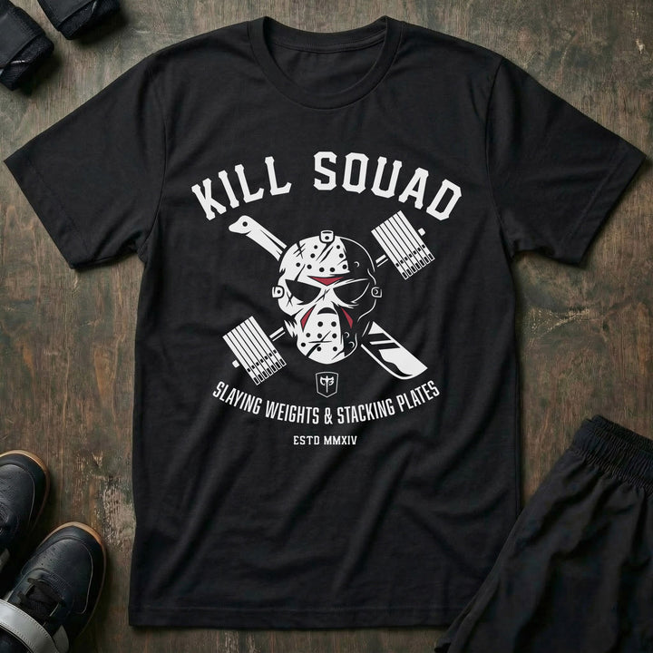 Kill Squad - on Black tee - Conquering Barbell