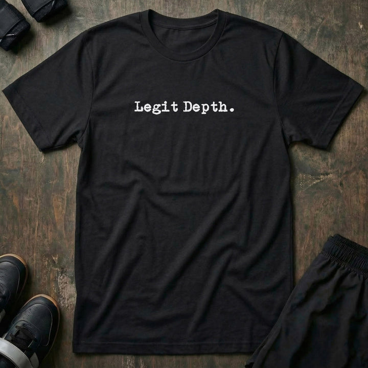Legit Depth - Squat So Deep - on Black Tee - Conquering Barbell