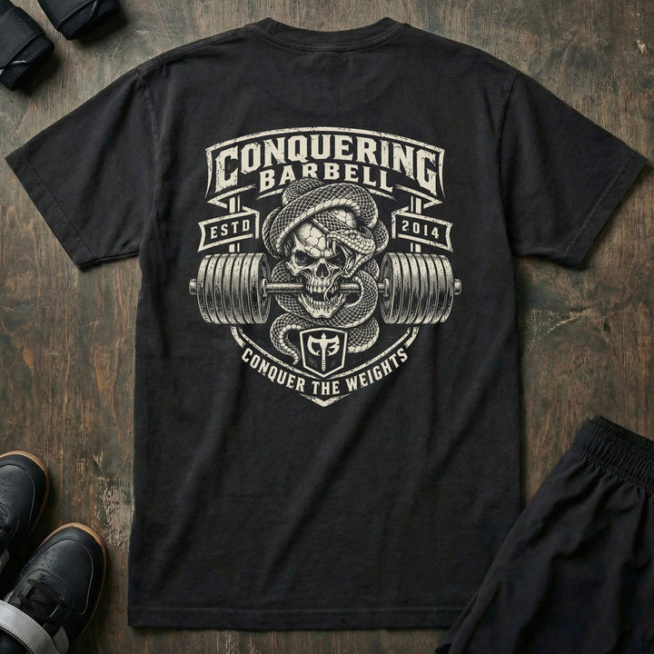 Lockjaw relaxed fit tee in Black: a skull wrapped in a striking snake