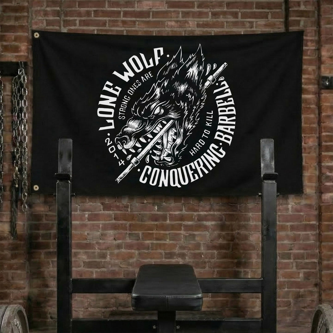 Lone Wolf Flag - 3' x 5' Polyester Flag - Conquering Barbell