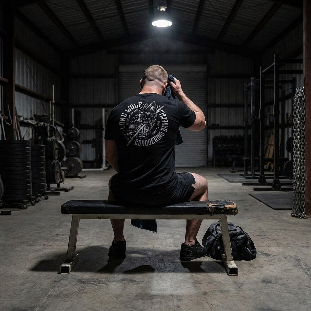 Lone Wolf - on Black Tee - Conquering Barbell