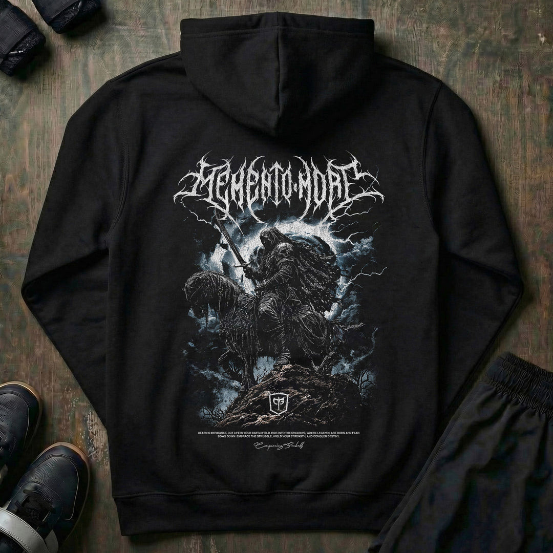 Memento Mori - Death Dealer - on Black Pullover Hoodie - Conquering Barbell