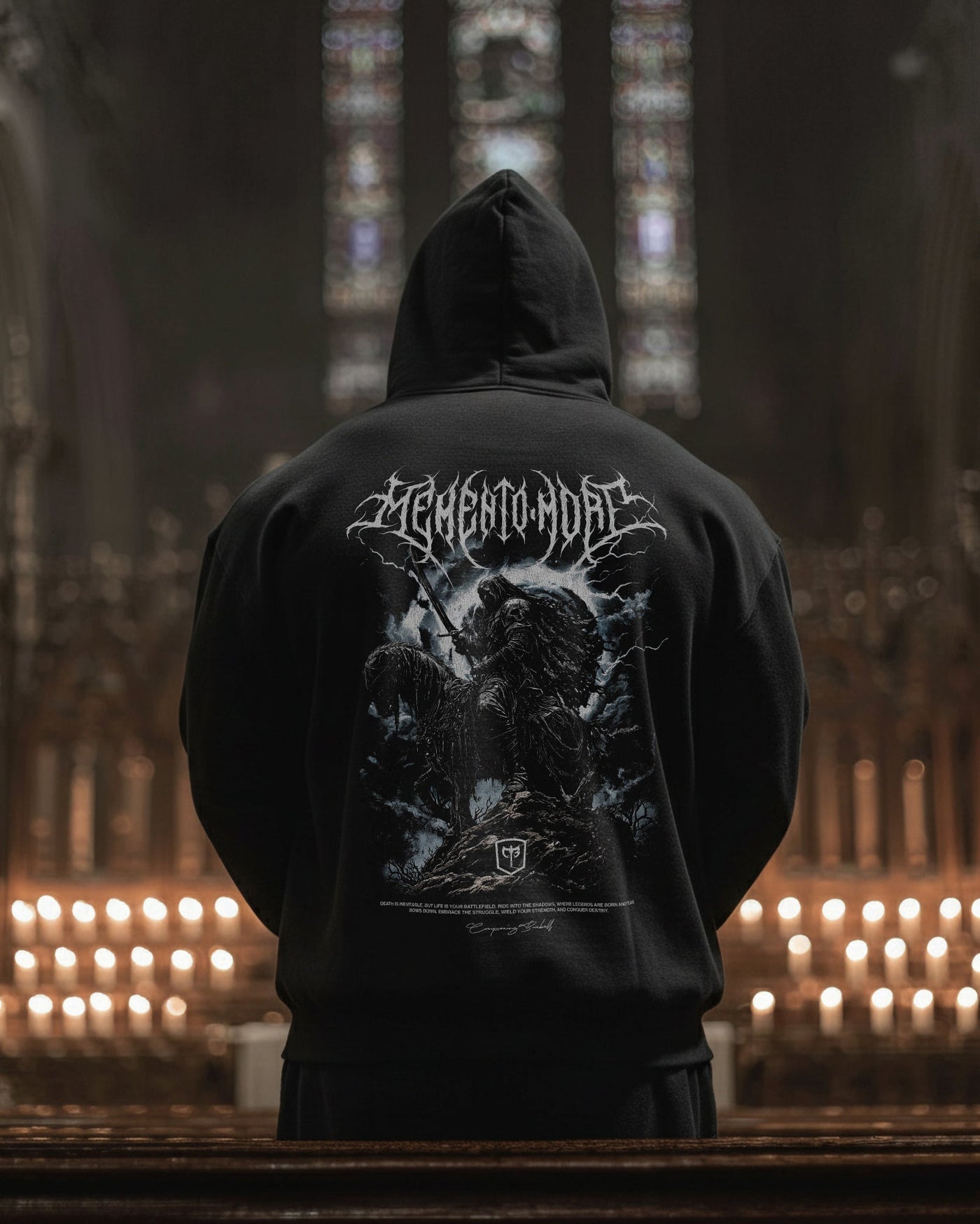 Memento Mori - Death Dealer - on Black Pullover Hoodie - Conquering Barbell