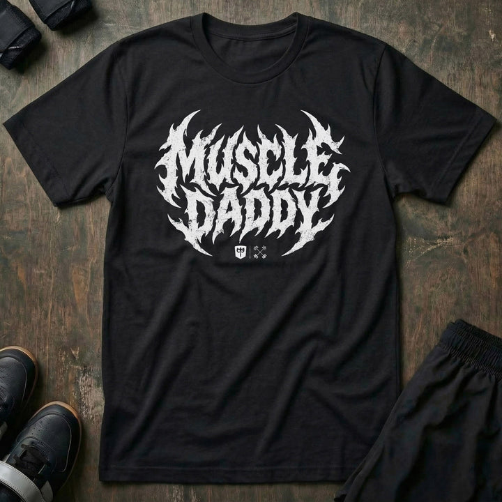 Muscle Daddy tee in Black: MUSCLE DADDY in jagged