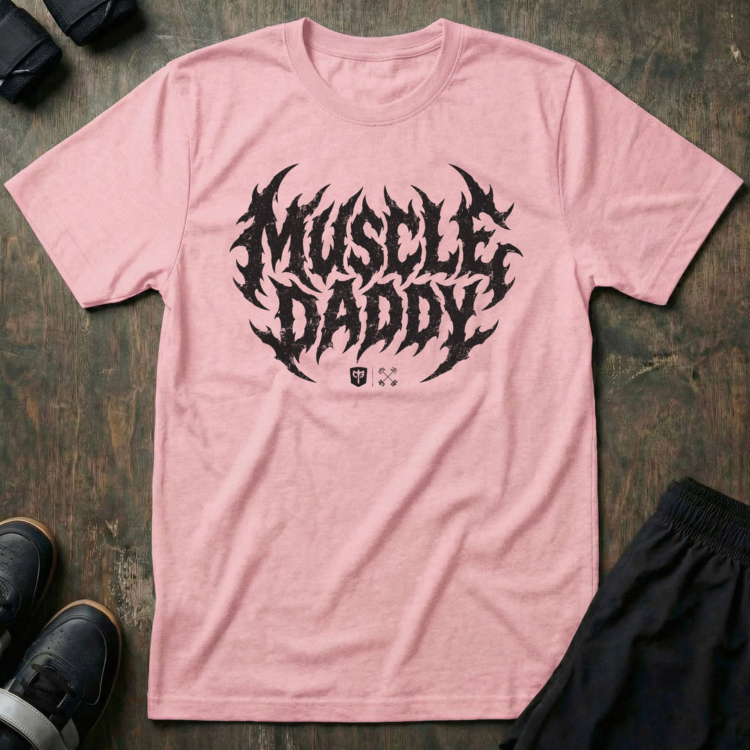 Muscle Daddy tee in Pink: MUSCLE DADDY in jagged