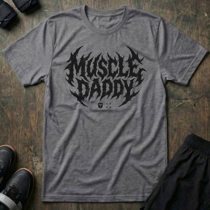 Muscle Daddy tee in Heather Grey: MUSCLE DADDY in jagged
