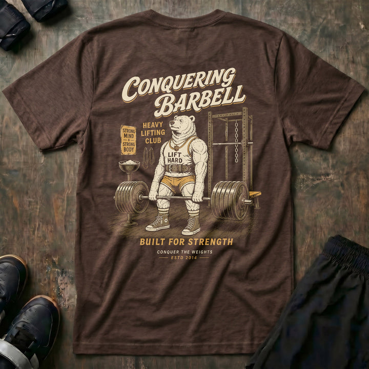 Old School Deadlift Bear tee in Expresso: a classic polar bear in high socks