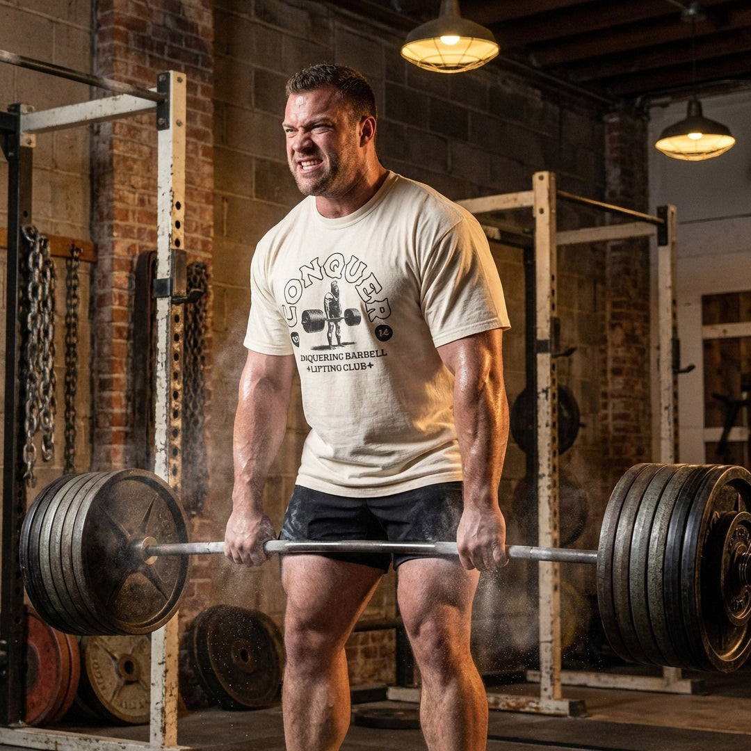 Old School Lifting Club relaxed fit tee in Ivory