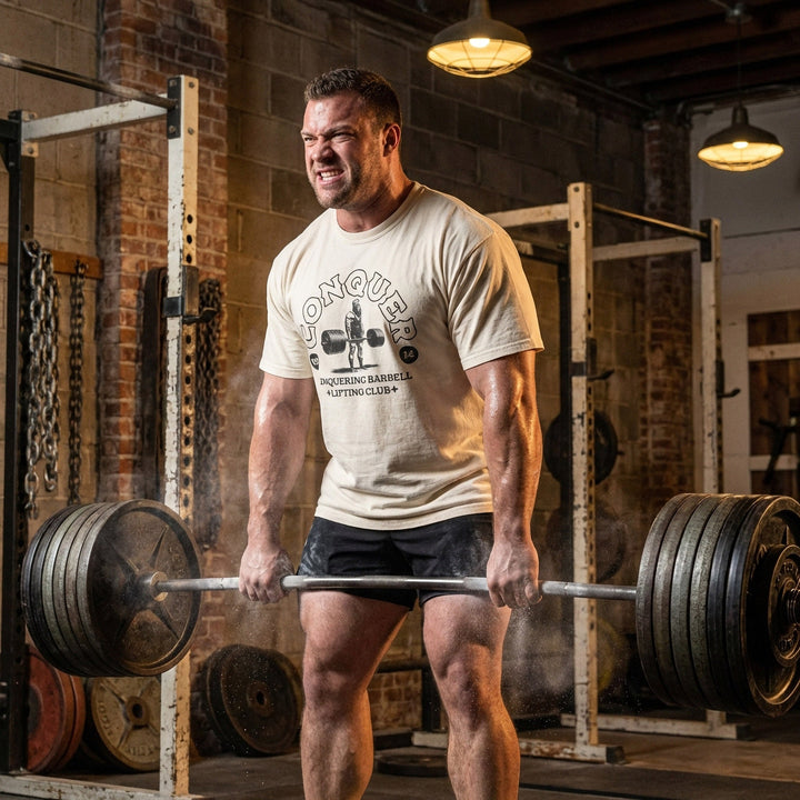 Old School Lifting Club relaxed fit tee in Ivory