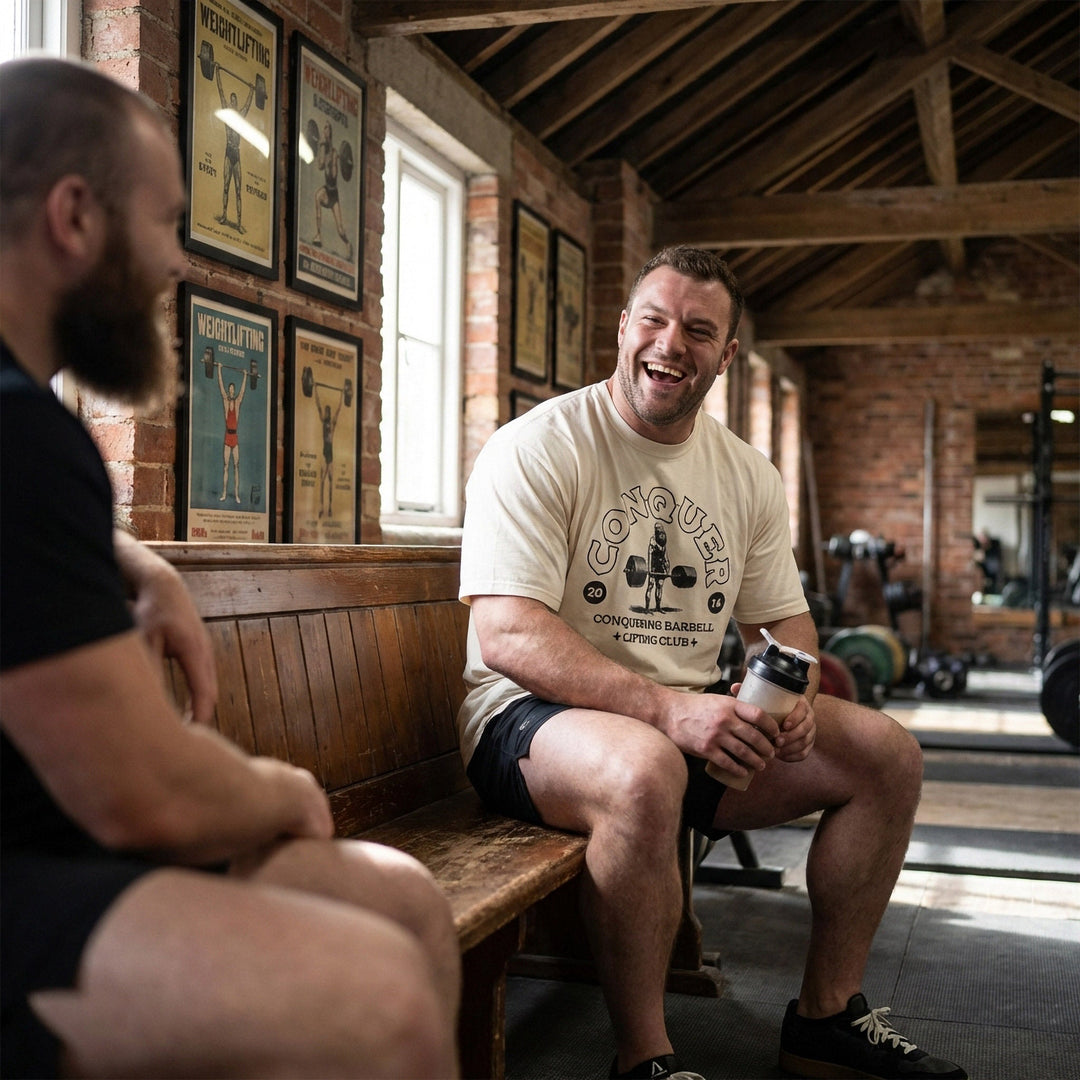 Old School Lifting Club relaxed fit tee in Ivory