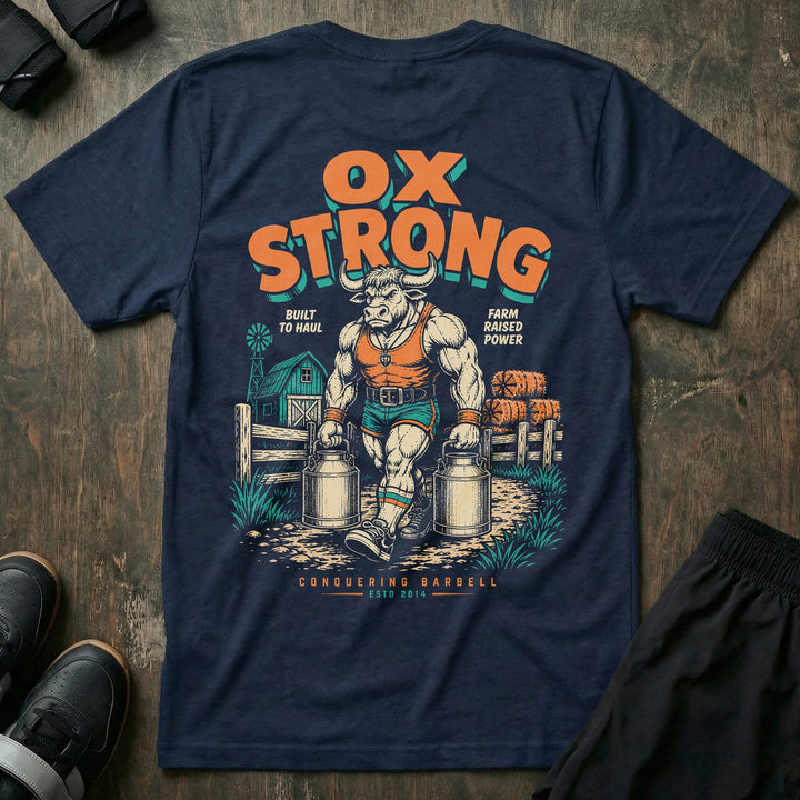 Old School Ox Strong tee in Navy