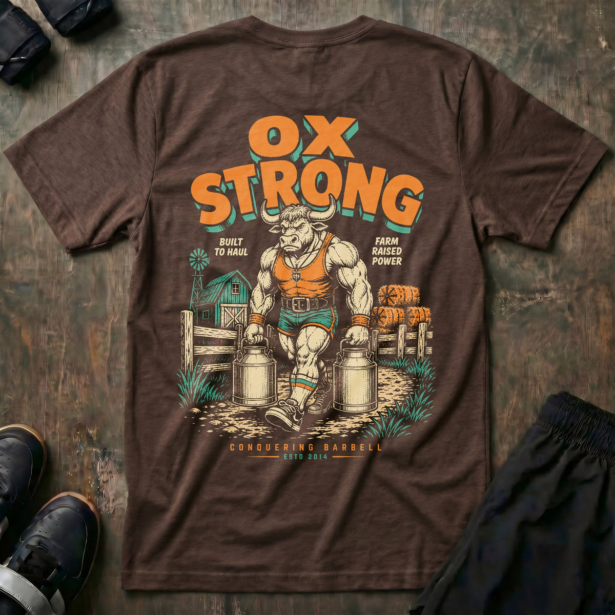 Old School Ox Strong tee in Expresso