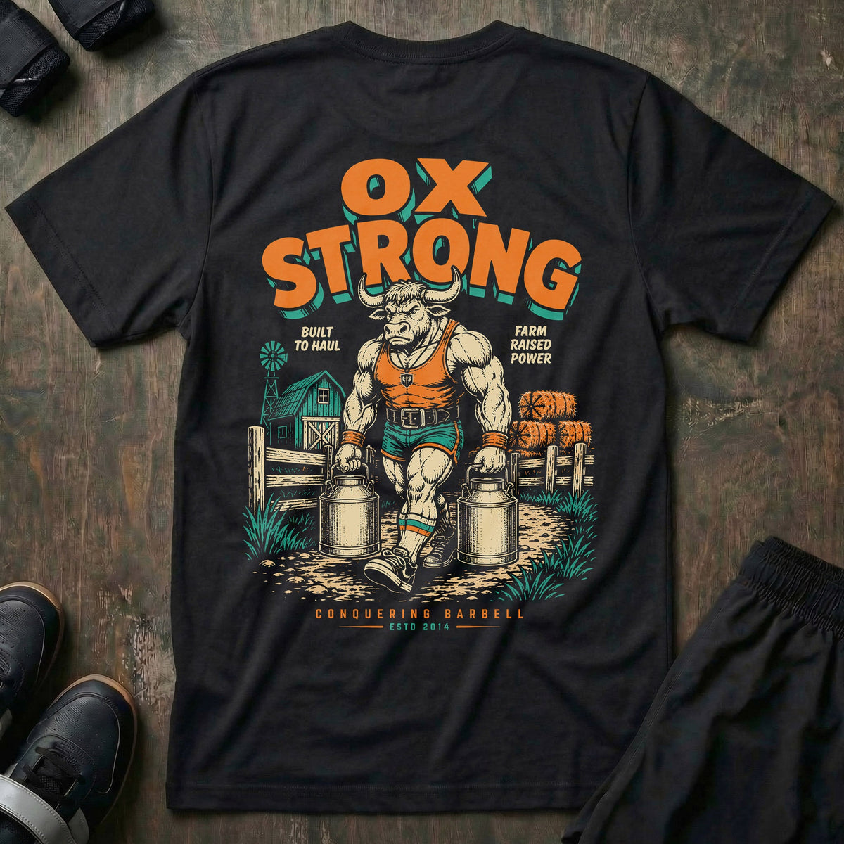 Old School Ox Strong tee in Black