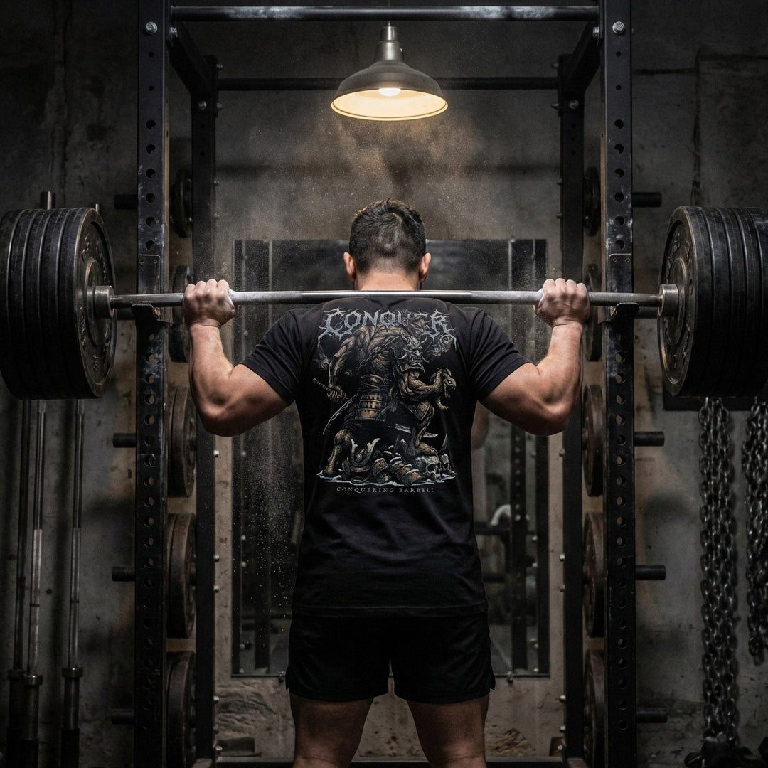 Oni Warrior tee in Black: a demon samurai cutting the head off a serpent with his katana